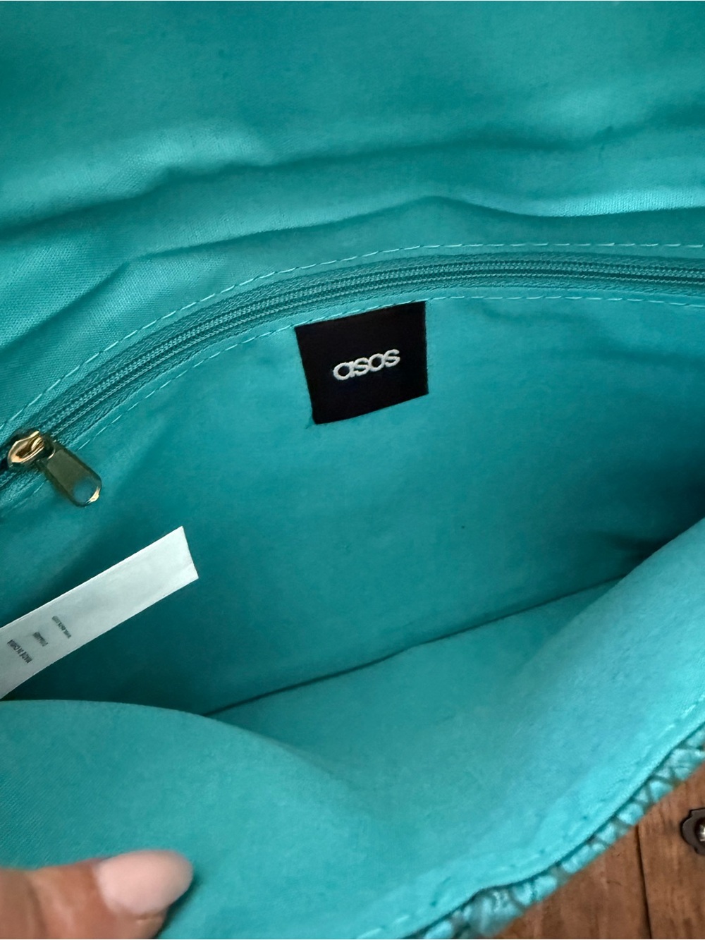 ASOS Turquoise Envelope Clutch with Gold Accents - Picture 3 of 5